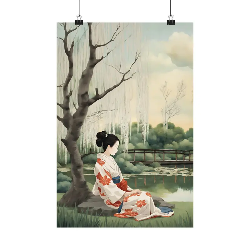 Tranquil Japanese Geisha Art Print Poster
