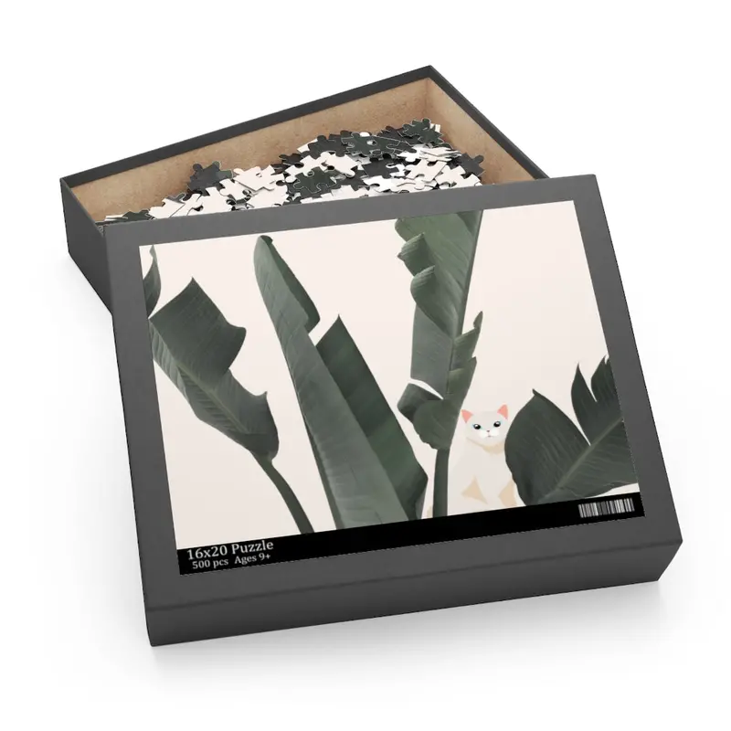 Tropical Plant Cat Hide-and-Seek 500-Piece Jigsaw Puzzle