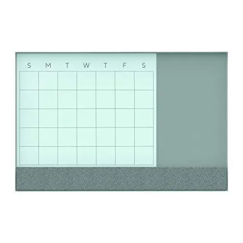 U Brands Magnetic Glass Dry-Erase Calendar Board – 17″ x 23″ 3-in-1 Planner with Aluminum Frame (Requires High-Energy Magnets)