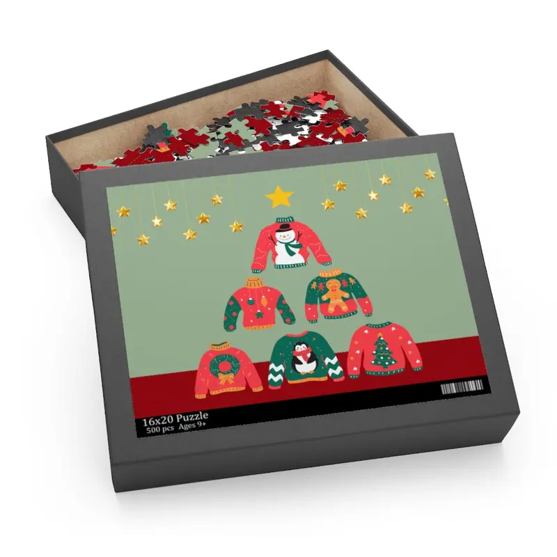 Ugly Sweater Christmas Tree Theme 500-Piece Jigsaw Puzzle