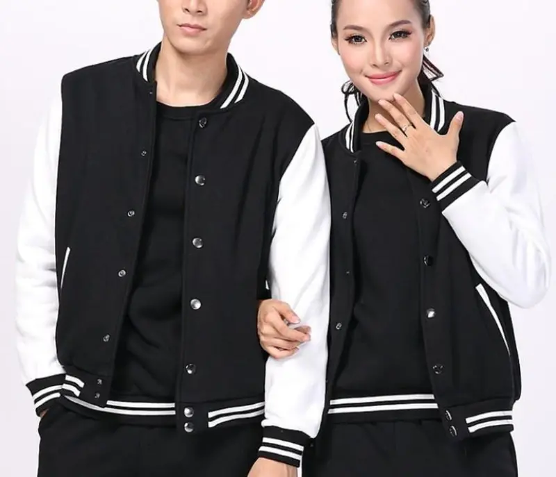 Unisex Black Baseball-Style Jacket