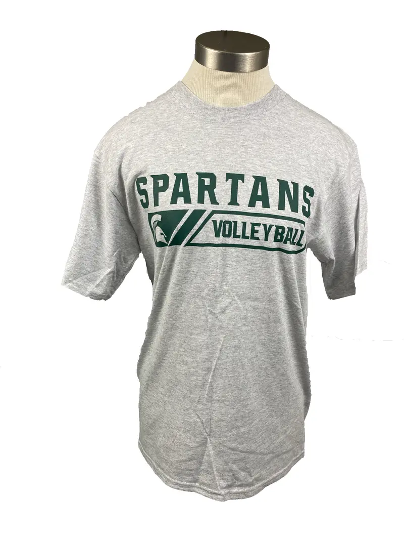 Unisex Gray Spartans Volleyball T-Shirt — Short Sleeve — Size M