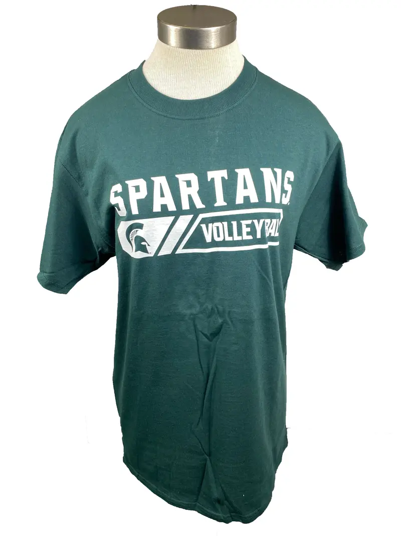 Unisex Green Spartans Volleyball T-Shirt — Short Sleeve — Size M