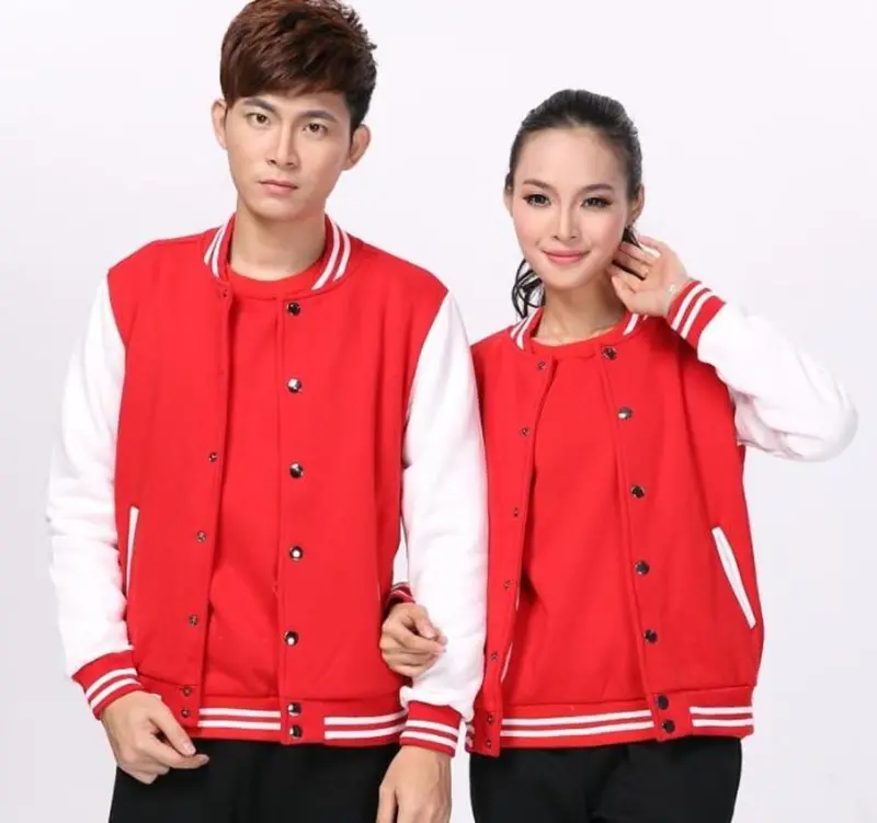 Unisex Red Baseball-Style Jacket