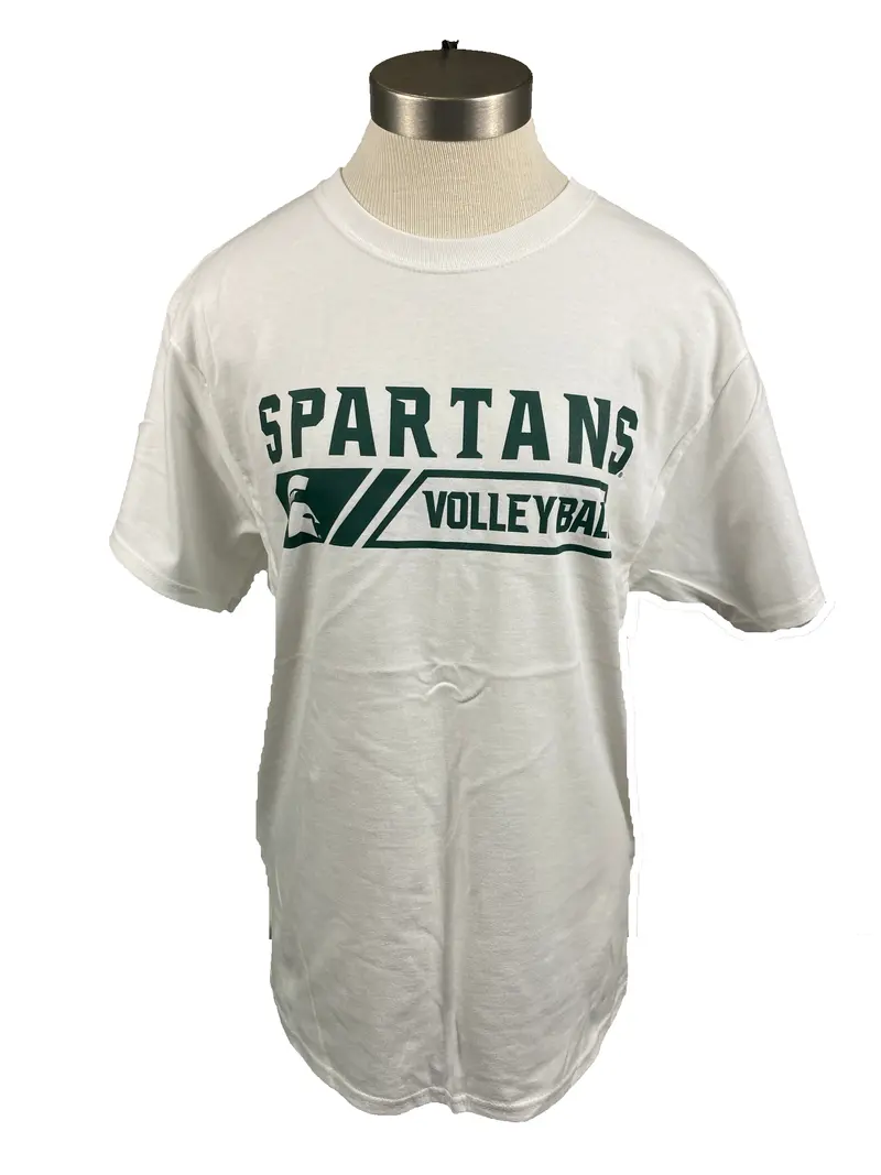 Unisex White Spartans Volleyball T-Shirt — Short Sleeve — Size S