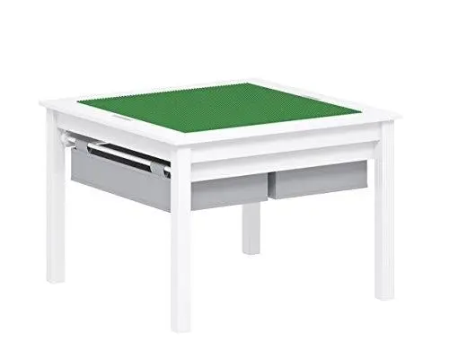 UTEX Kids’ Dual-Function Construction Play Table – White Activity Center with Storage Drawers & Built-In Plate