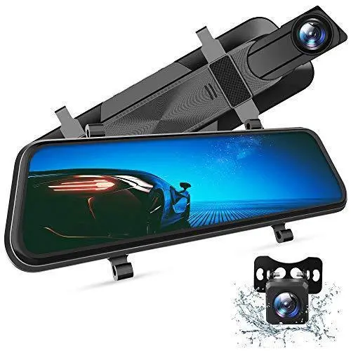 VanTop H610 10-Inch Mirror Dash Cam – 2.5K Resolution, Sony Starvis Night Vision, Waterproof Backup Camera & Parking Assist