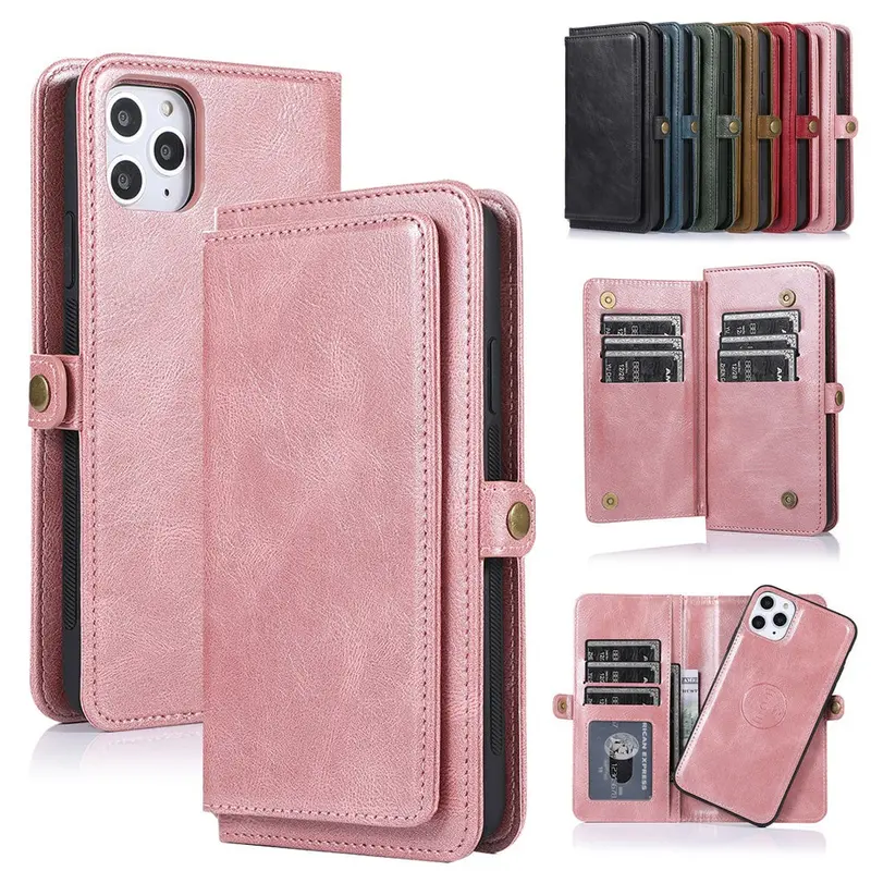 Vegan Leather Magnetic Cardholder Wallet Case for iPhone 11–15