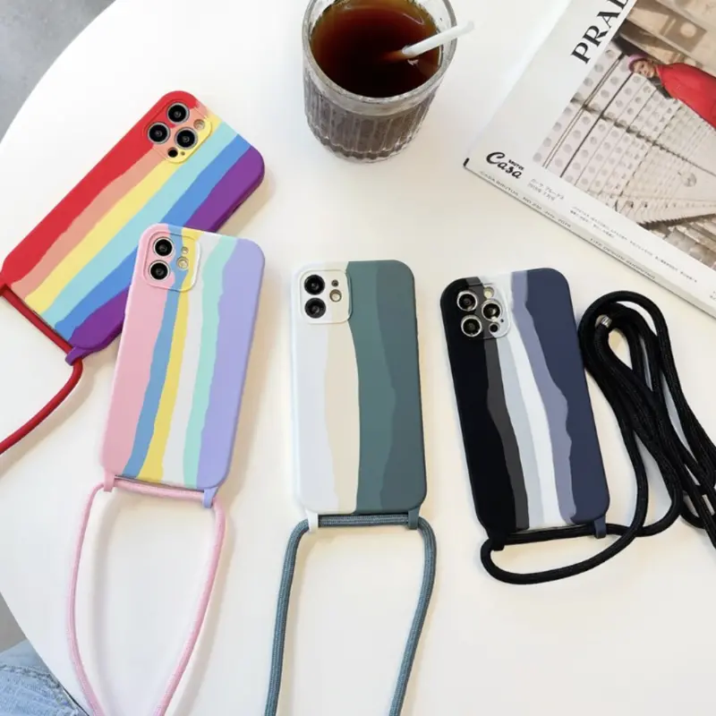 Vibrant Protective iPhone Cover Featuring Adjustable Crossbody Strap