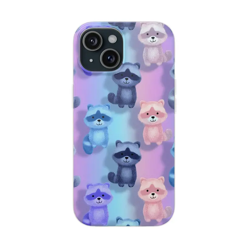 Vibrant Raccoon Illustration Flexible iPhone Case