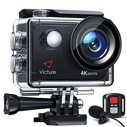 Victure 4K 60FPS Action Camera – Touchscreen, 8X Zoom, Dual Mic, EIS Stabilization, 40M Waterproof, Webcam Mode & Dual Batteries Included