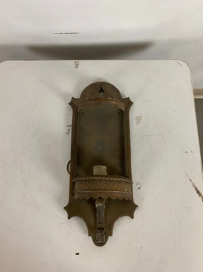 Vintage Brass Electric Candlestick Light Fixture – Ornate Hanging Design