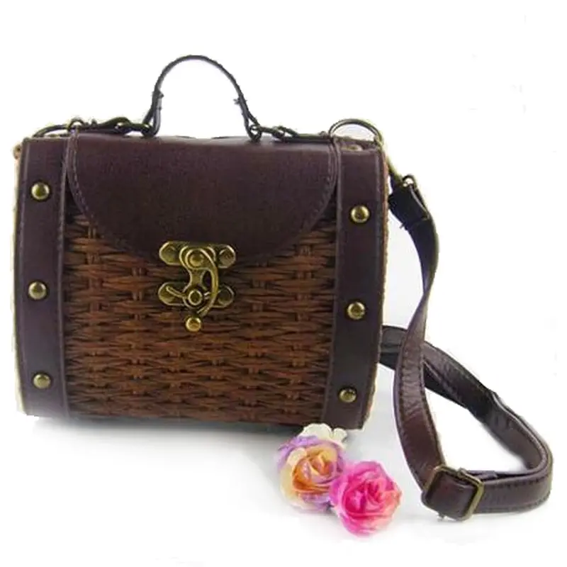 Vintage-Inspired Wicker Straw Handbag for Women