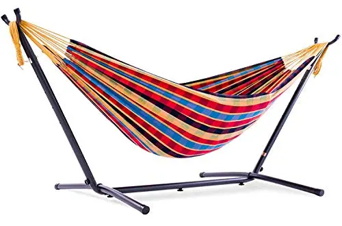 Vivere Paradise Hammock – Double-Weave Cotton Rope Swing with Wooden Spreader Bars, Indoor/Outdoor Use