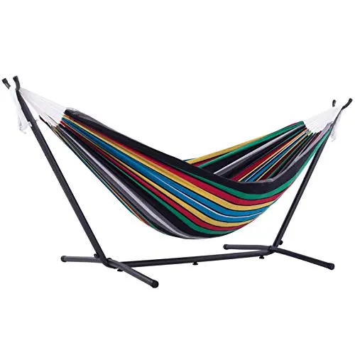 Vivere Rio Night Hammock with Charcoal Powder-Coated Steel Stand (9 ft)
