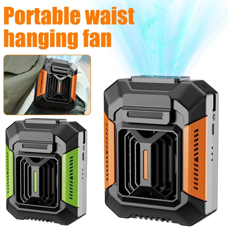 Wearable Waist-Mounted Fan with Integrated LED Flashlight