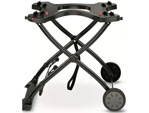Weber Q Portable Cart – Compact Grill Stand for Q Series Grills, 28.2″ x 21″ x 25″, Durable Black Powder-Coated Steel Frame