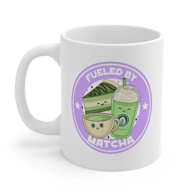 Whimsical ‘Fueled by Matcha’ Ceramic Mug for Matcha Lovers