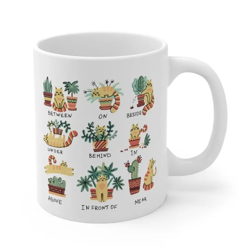 Whimsical ‘Puurfect Combo’ Cat-and-Plants Ceramic Coffee Mug