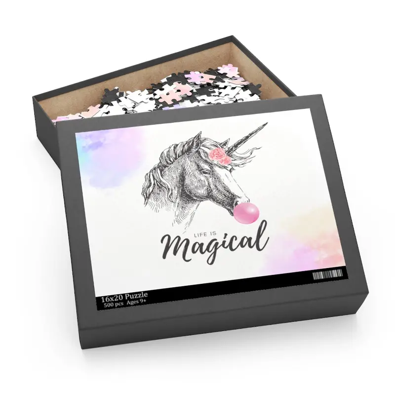 Whimsical Unicorn ‘Life Is Magical’ 500-Piece Jigsaw Puzzle