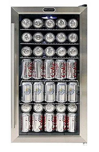 Whynter BR-130SB Beverage Refrigerator – Internal Fan Cooling, Black & Stainless Steel Design