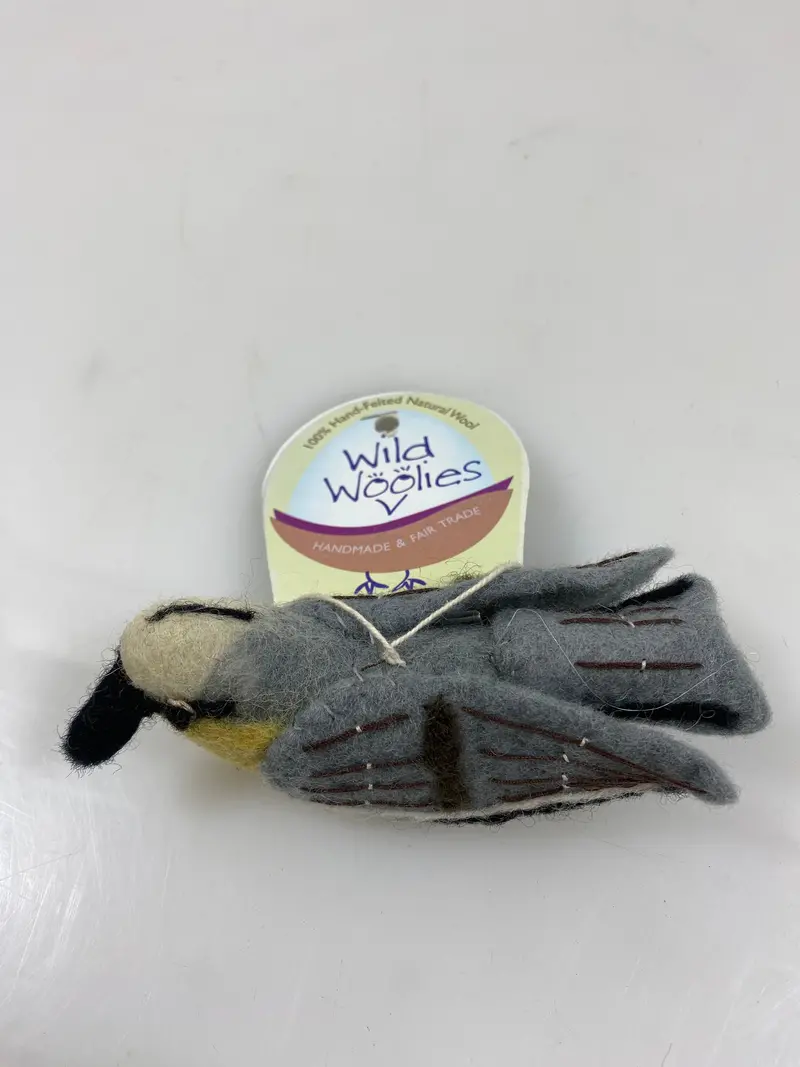 Wild Woolies Nuthatch Bird Plush Ornament – Handcrafted Feathered Figurine
