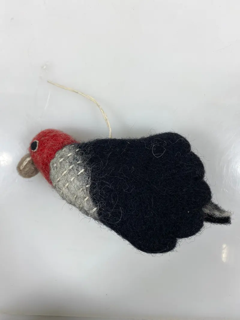 Wild Woolies Woodpecker Holiday Ornament – Soft Plush Bird Decor