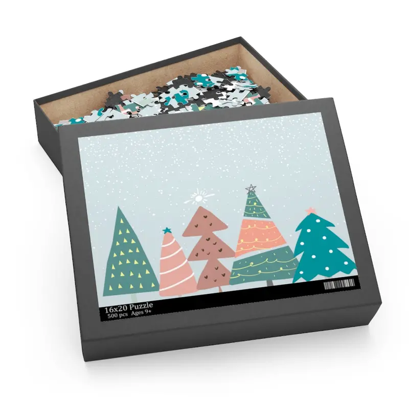 Winter Scene: Snowy Christmas Trees 500-Piece Jigsaw Puzzle