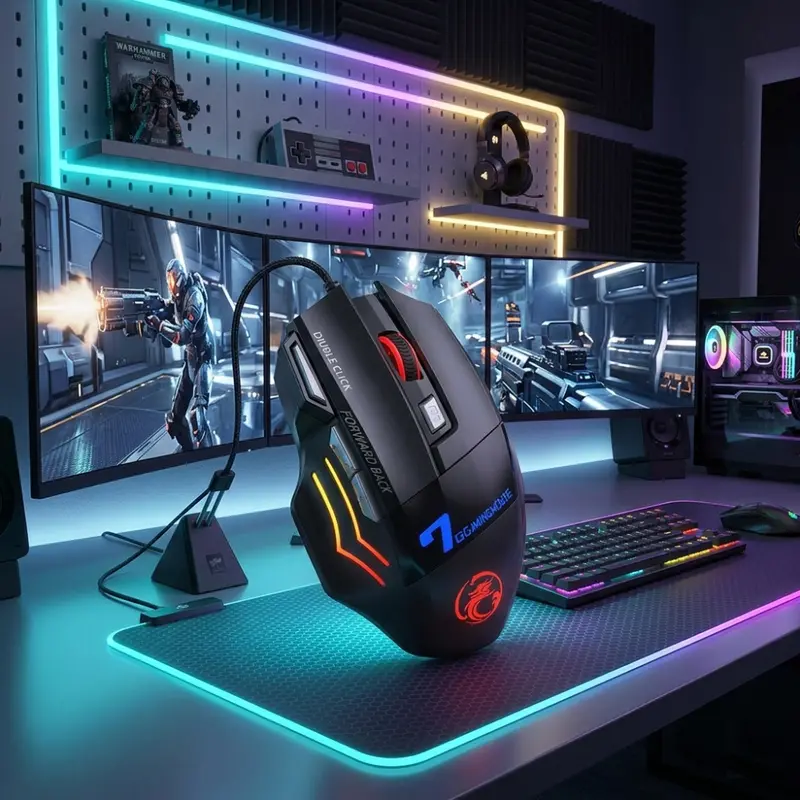 Wired 7-Button LED-Backlit Optical Gaming Mouse (USB)