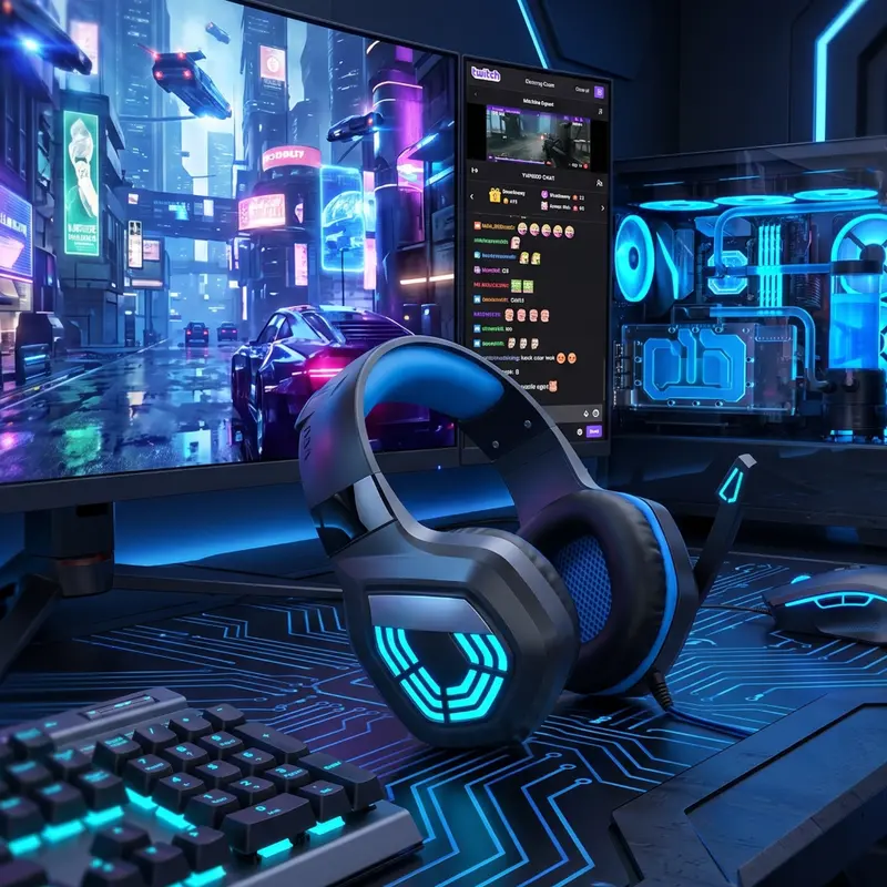 Wired LED Glow Gaming Headset Featuring Noise-Cancelling Microphone