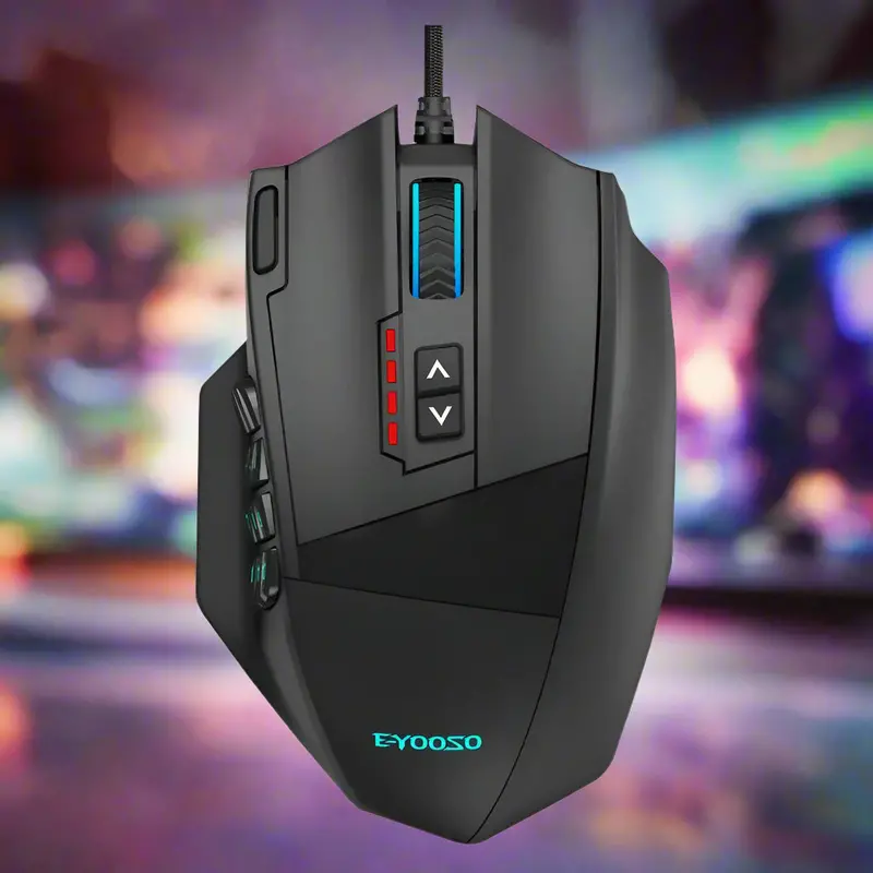 Wired Optical Gaming Mouse – 16,000 DPI, 19 Programmable Buttons, Precision Tracking