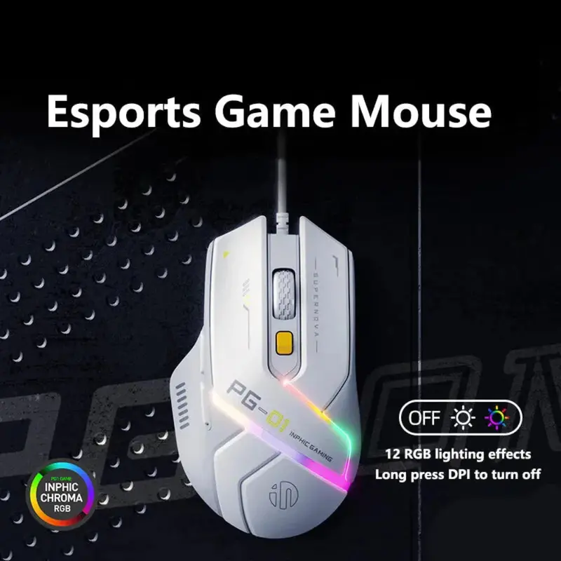 Wired RGB Gaming Mouse – Dynamic Lighting, 6-Button Layout, Responsive Optical Sensor