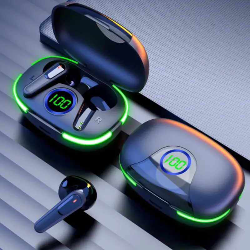 Wireless Bluetooth Earbuds with Green LED Indicator Charging Case
