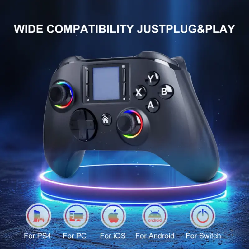 Wireless Gaming Controller with RGB Lighting and 1.44″ Display