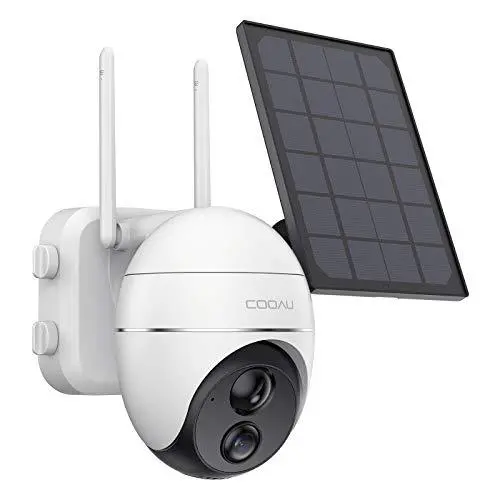 Wireless Solar-Powered Outdoor Security Camera – 360° Pan-Tilt-Zoom, Night Vision, 2-Way Audio, IP65 Rating, and Encrypted Cloud/SD Storage