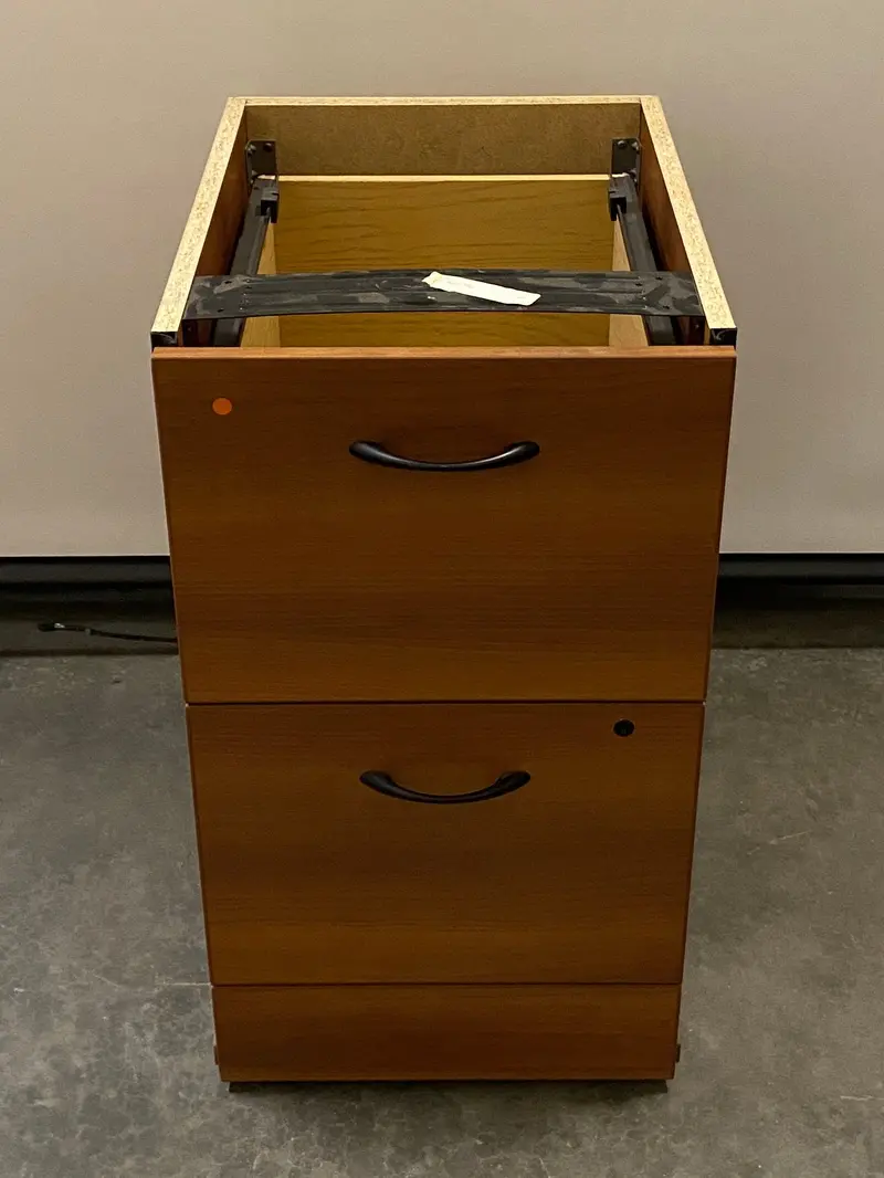 Wooden Two-Drawer Locking Filing Cabinet – Rustic Office Storage