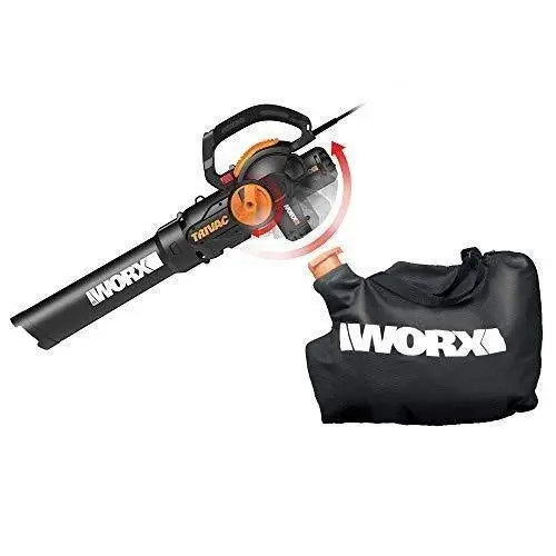 WORX WG512 Trivac 2.0 3-in-1 Electric Yard Tool – 12-Amp Vacuum, Blower & Mulcher (Black/Orange)