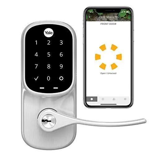 Yale Assure Wi-Fi Smart Door Lever – Nickel Finish, No Deadbolt Required, Compatible with Alexa, Google Assistant, HomeKit & SmartThings
