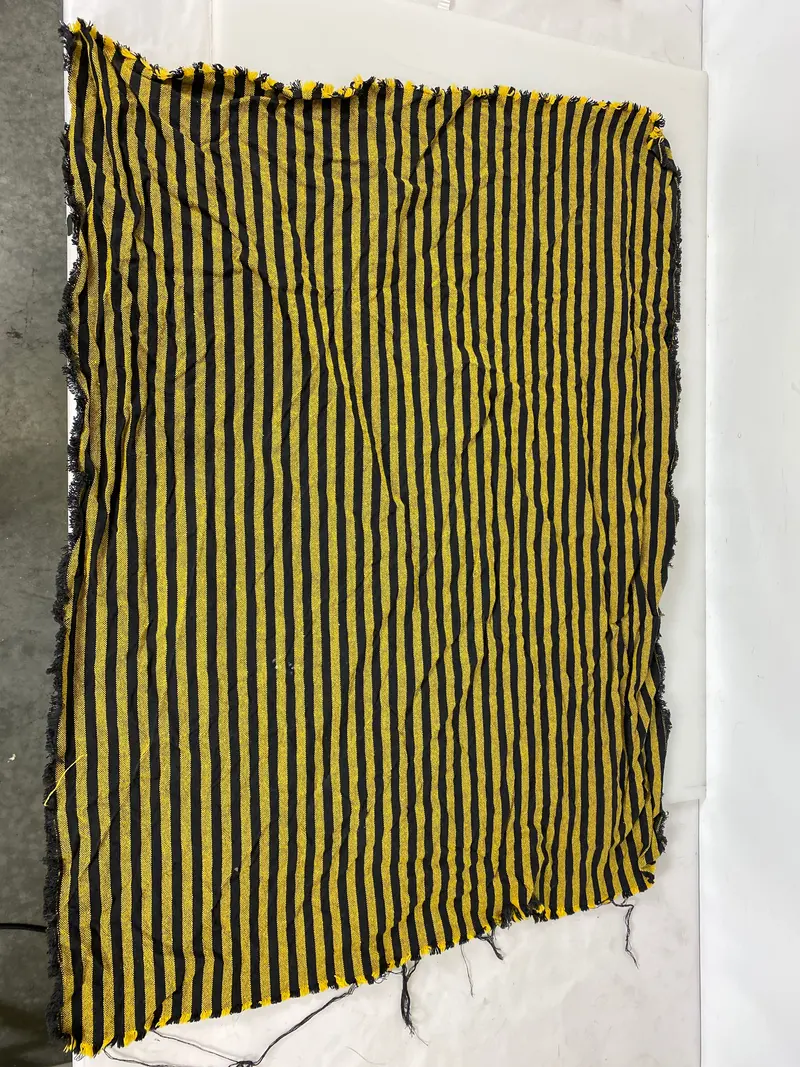 Yellow-and-Black Striped Muslim Prayer Rug
