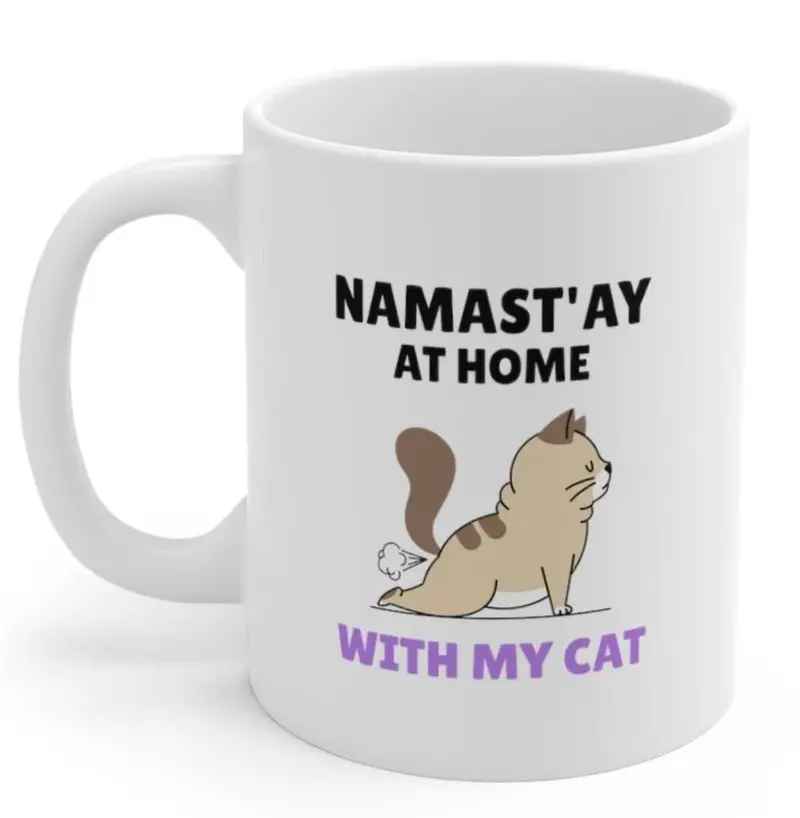 Yoga Cat Lover Mug – ‘Namast’ay Home’