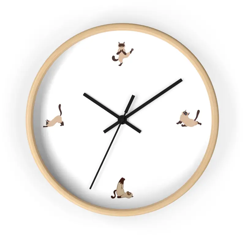 Yoga-Pose Cat Themed Wall Clock