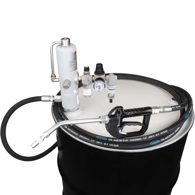 ZE1700K-16-100 – Eco Series 3:1 16-Gallon Drum Pump Kit with Hose and Adjustable Nozzle