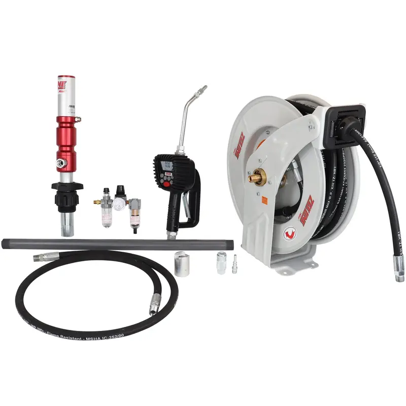 ZE1700PK-16-500 3:1 Premium Series 16-Gallon Grease Pump Kit with Reel and Preset Meter
