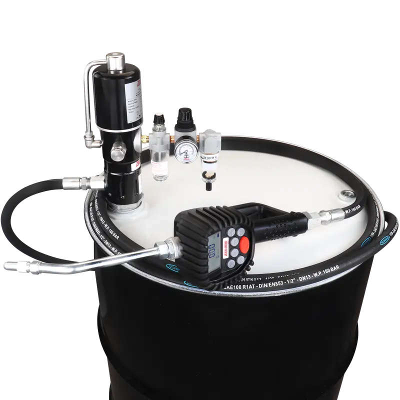 ZE1730K-16-300 – Eco Series 5:1 55-Gallon Drum Pump Kit with Hose and Preset Dosing Meter