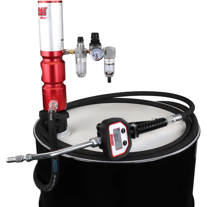 ZE1730PK-55-200 – 5:1 Premium Pneumatic Drum Pump Kit for 55-Gallon Drums with Hose and Digital Meter