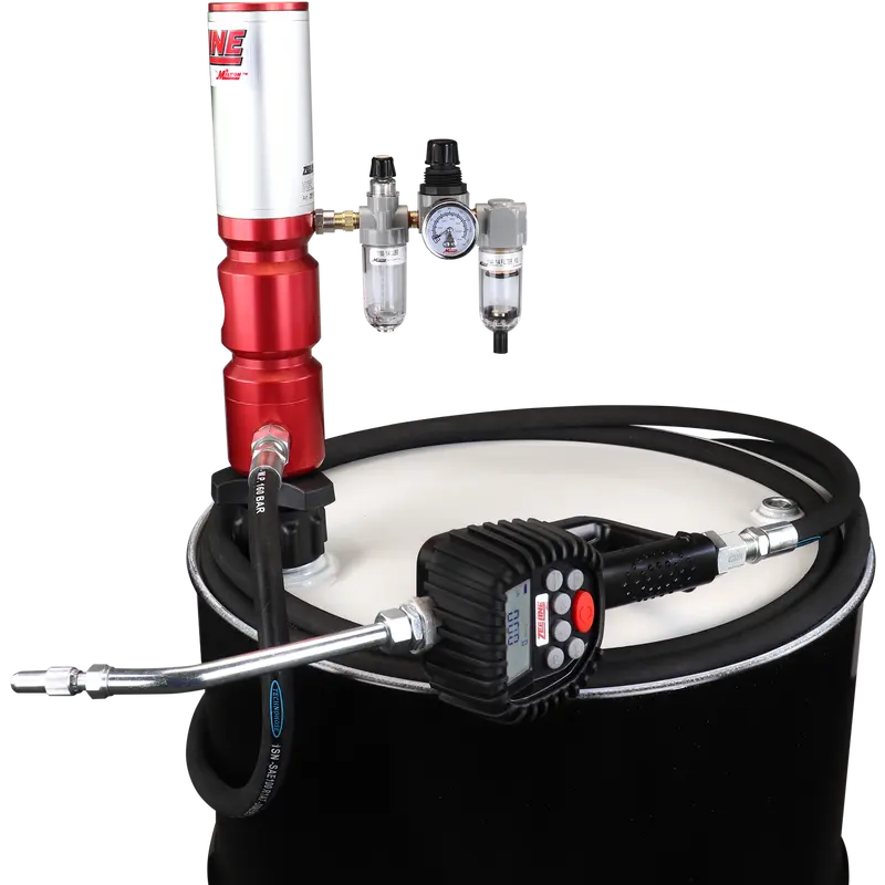 ZE1730PK-55-300 – 5:1 Premium Pneumatic Pump Kit for 55-Gallon Drums with Hose and Preset Meter