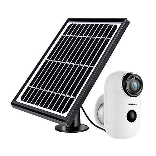 ZUMIMALL Solar-Powered Wireless Outdoor Security Camera – 1080P WiFi Surveillance with Night Vision, Motion Alerts, 2-Way Audio & IP65 Weatherproofing