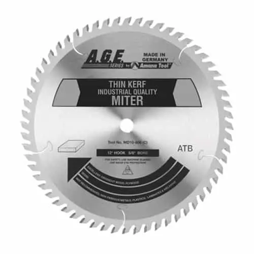 Age Md10-606 Thin-Kerf Miter Saw Blade – 10", 60T Atb, 5/8" Arbor 1