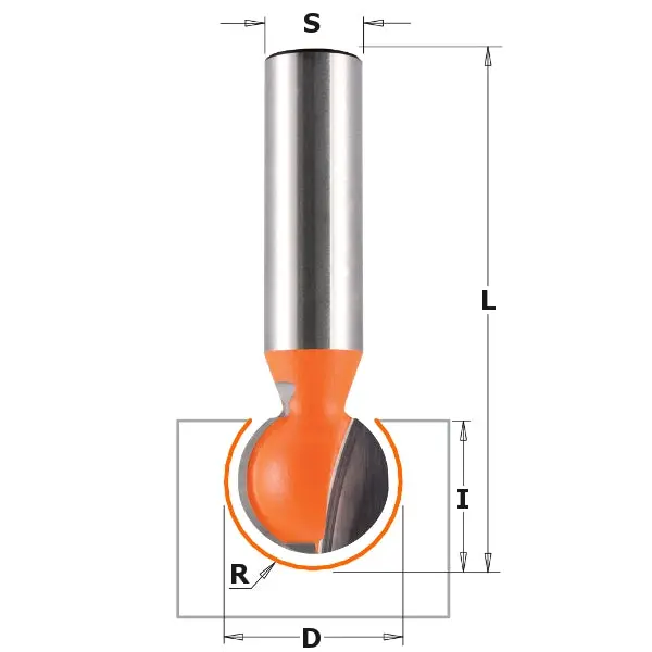Cmt Ball-End Radius Router Bit – 5/16" Radius, 1/2" Shank 1