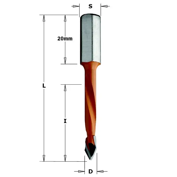 Cmt Through-Hole D/D Router Bit, 8X30X56Mm, Right-Hand Cut 1